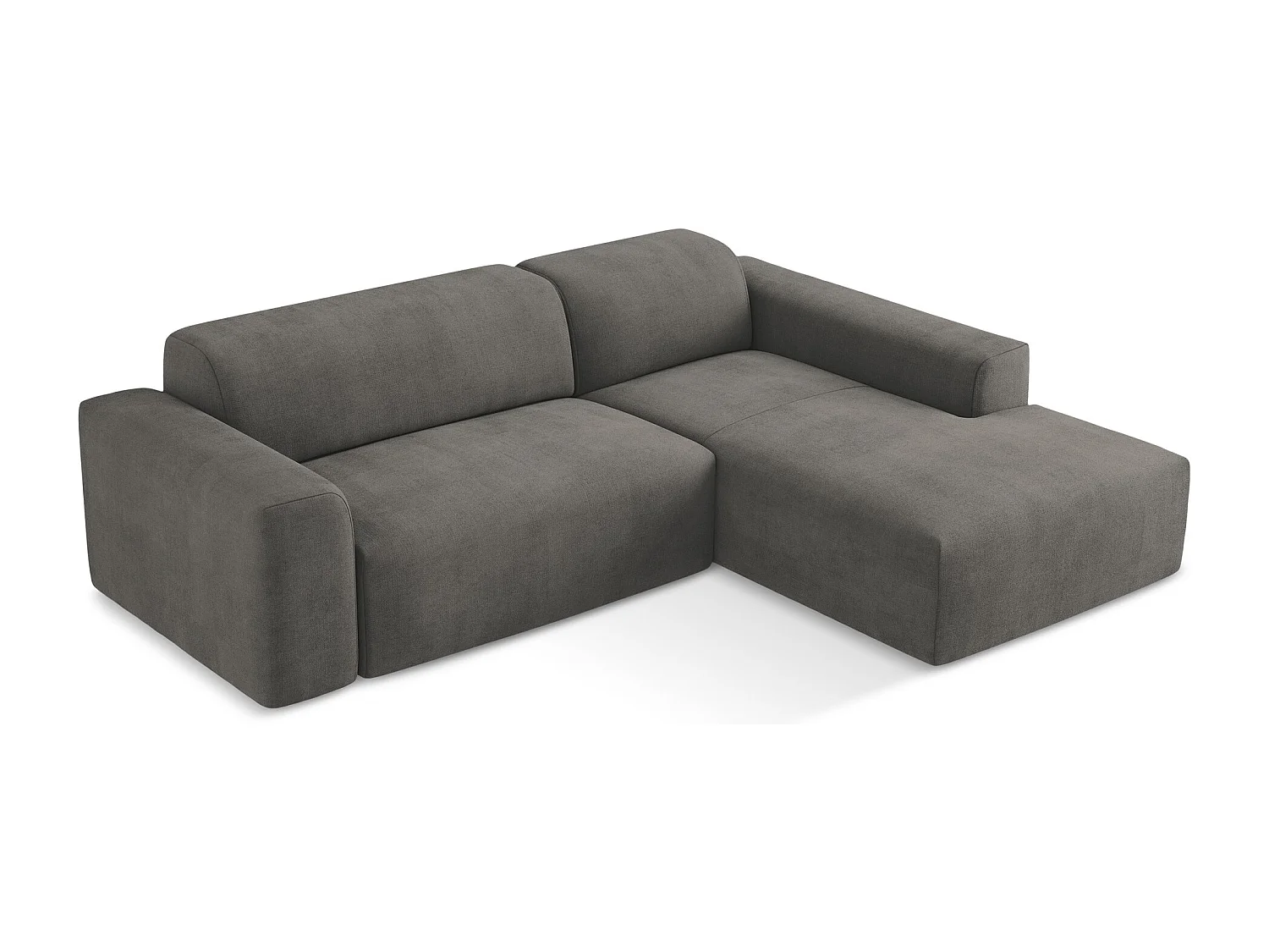 Canapé d'angle 3 places modulaire droit en tissu texturé - gris foncé - KELI