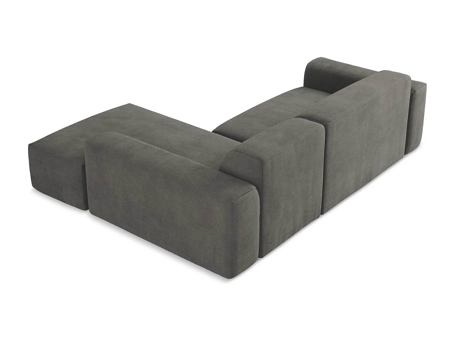 Canapé d'angle 3 places modulaire droit en tissu texturé - gris foncé - KELI