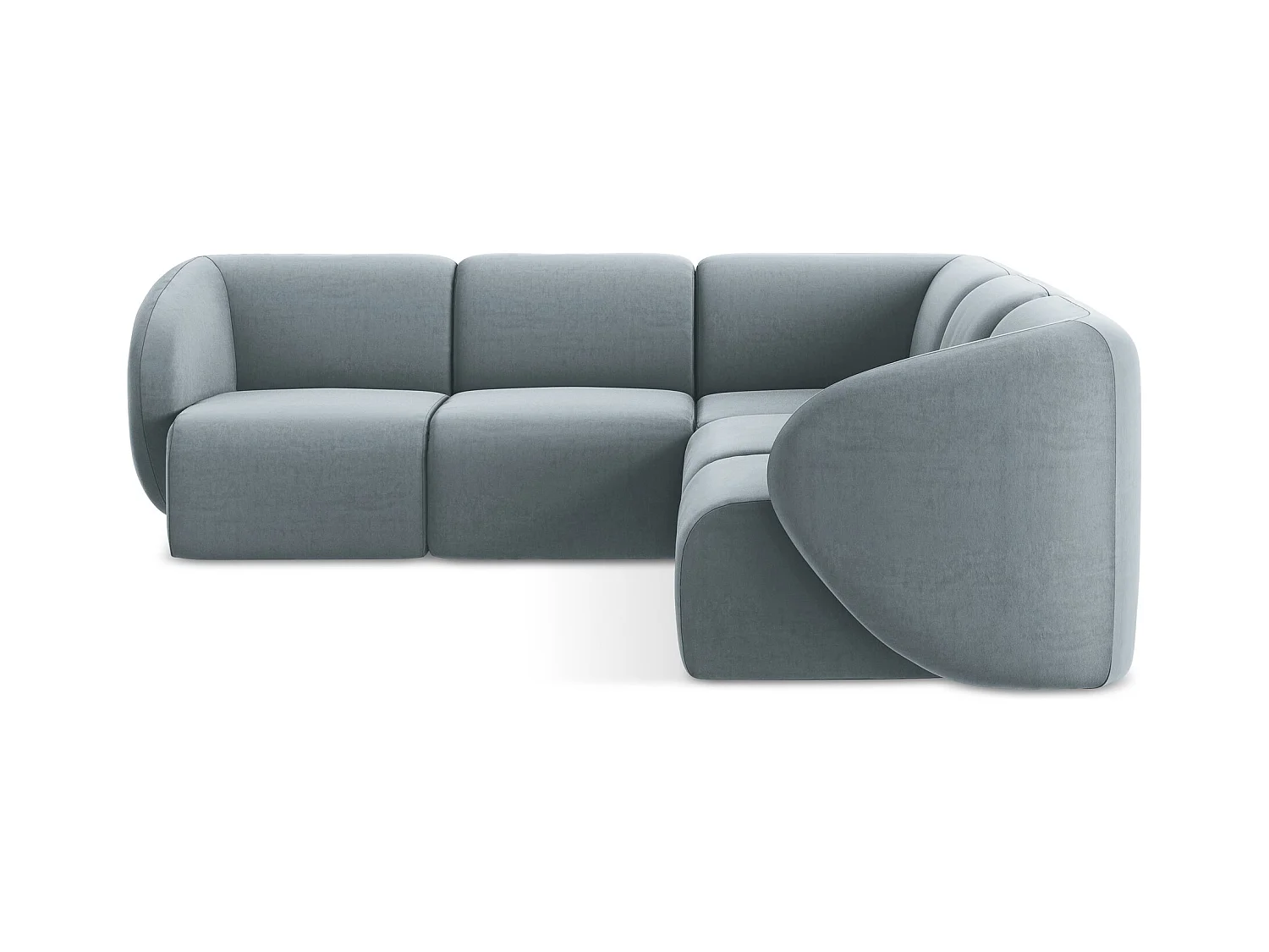 Modulares Ecksofa - - Samt - Hellblau - LANI