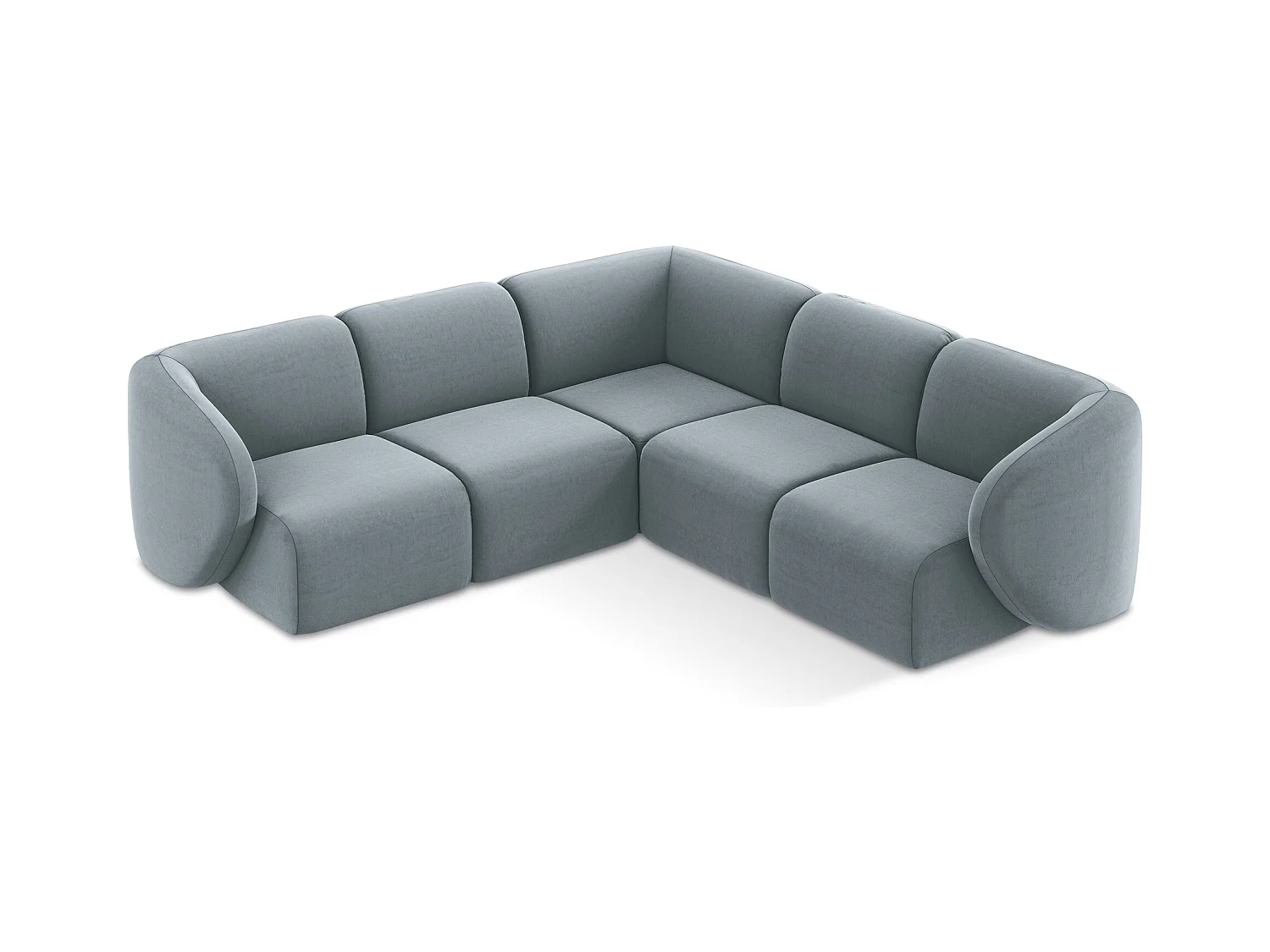 Modulares Ecksofa - - Samt - Hellblau - LANI