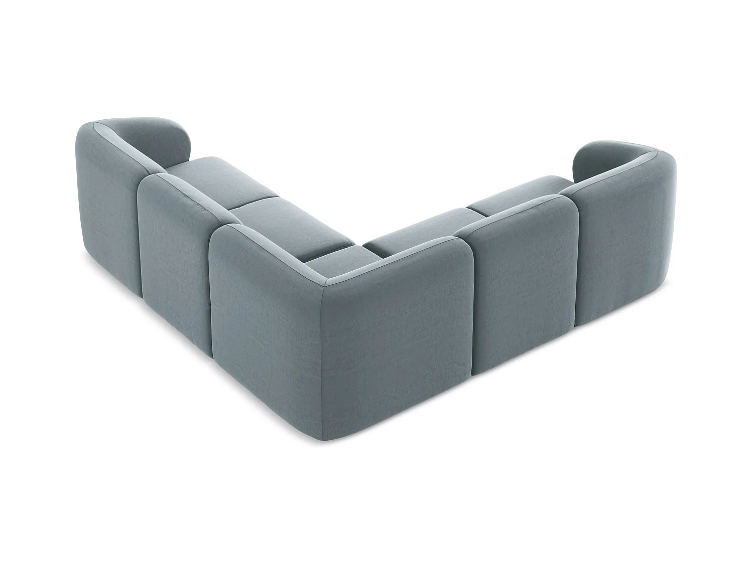Modulares Ecksofa - - Samt - Hellblau - LANI