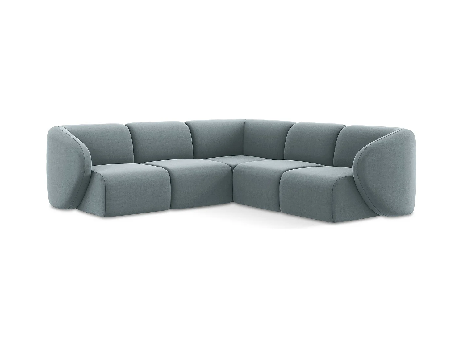 Modulares Ecksofa - - Samt - Hellblau - LANI