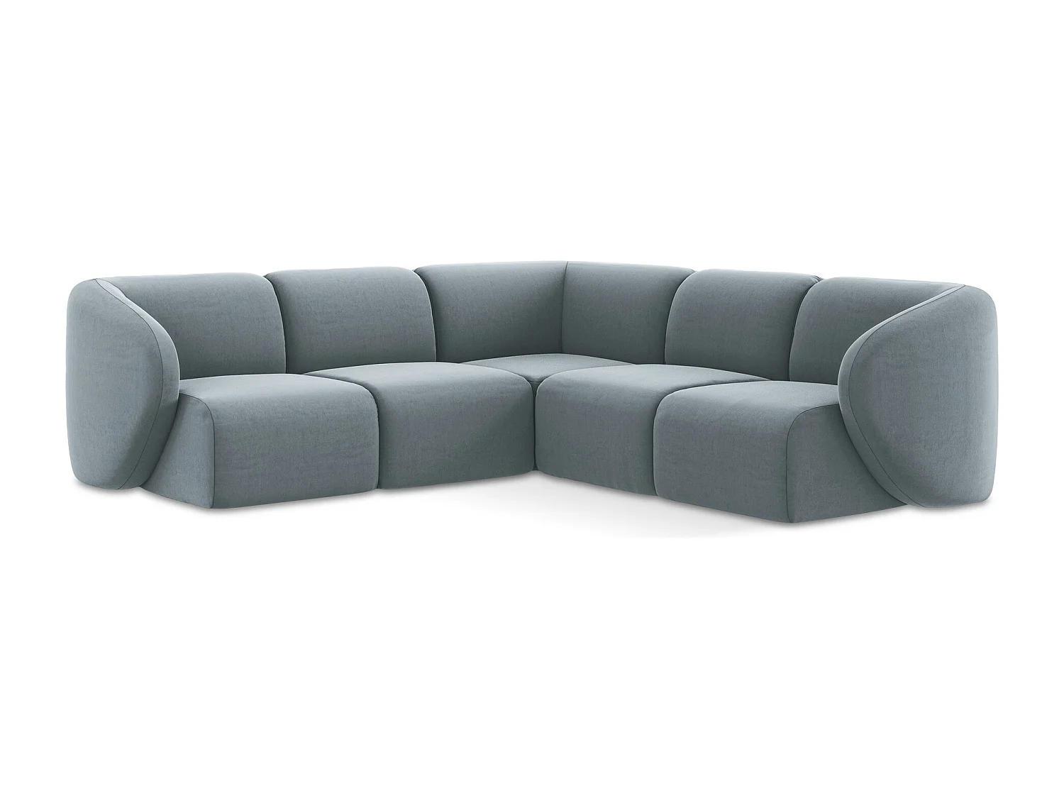 Modulares Ecksofa - - Samt - Hellblau - LANI