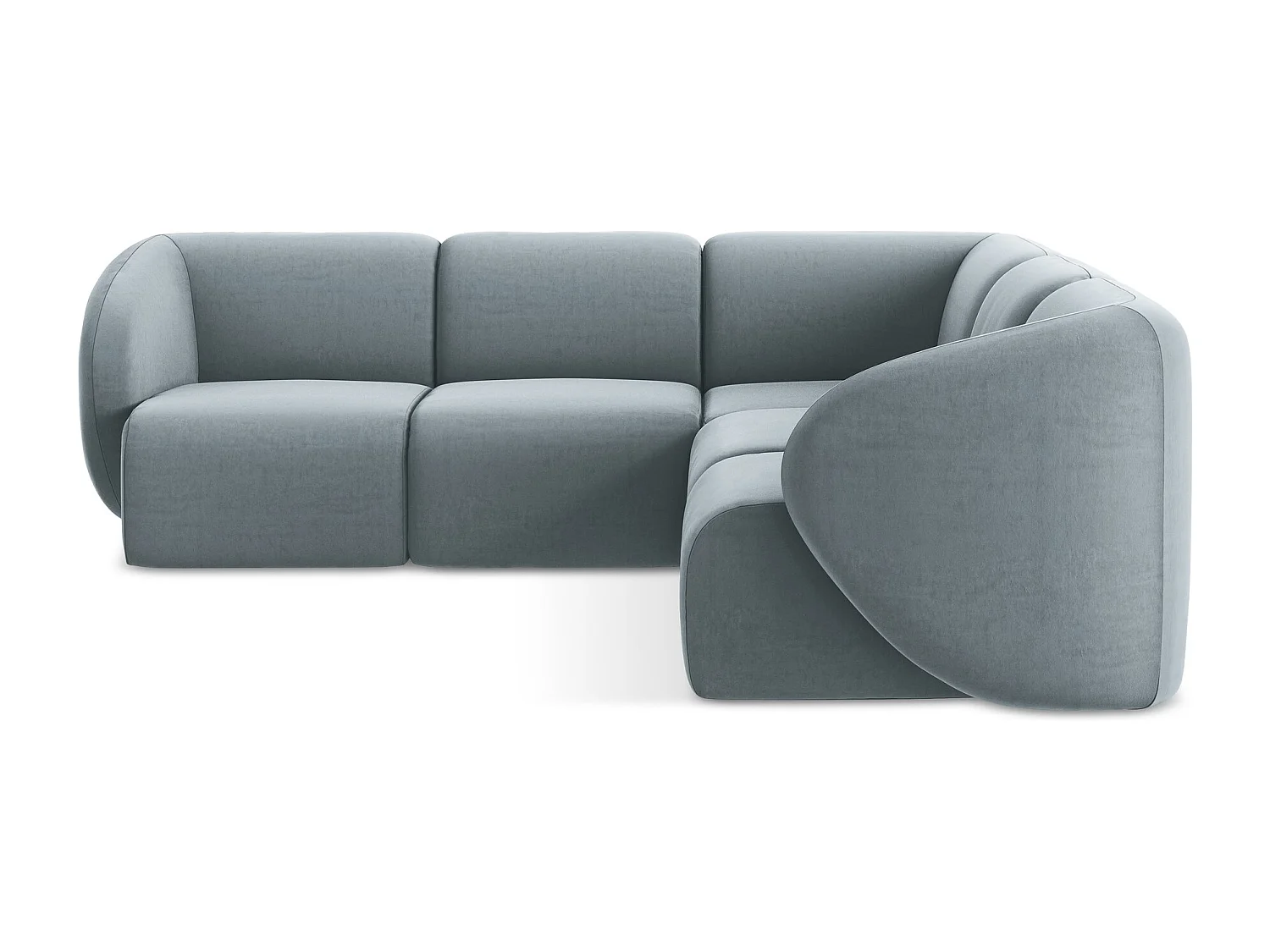 Modulares Ecksofa - - Samt - Hellblau - LANI
