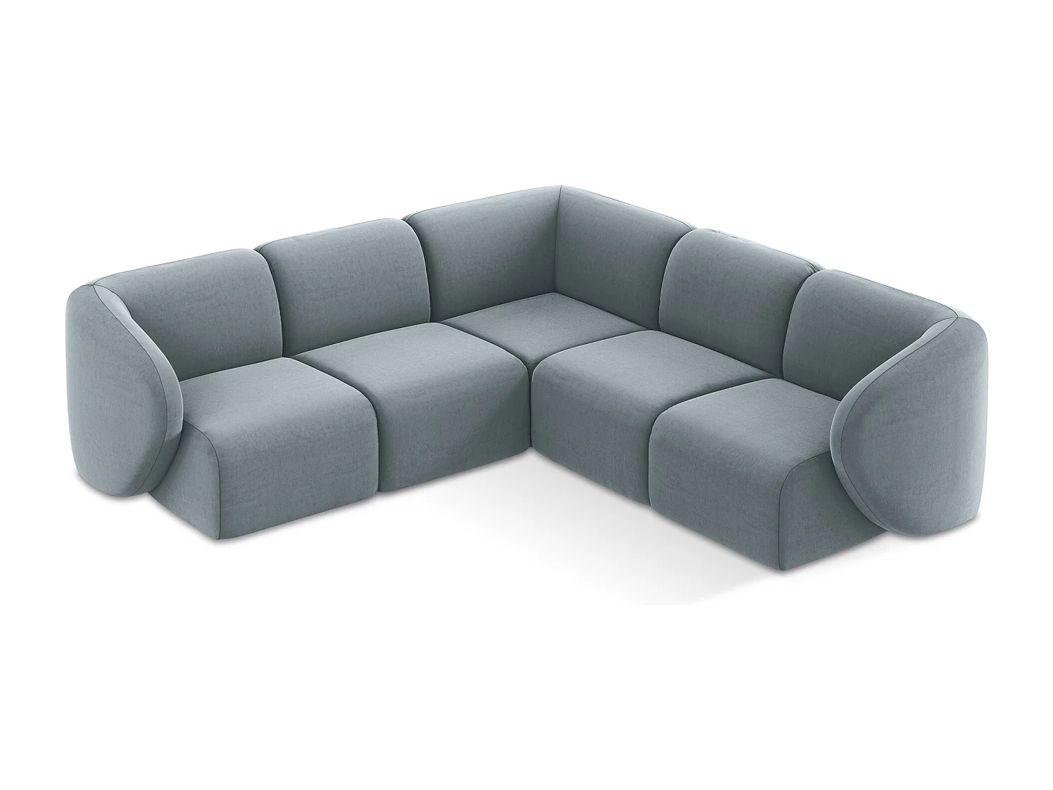 Modulares Ecksofa - - Samt - Hellblau - LANI