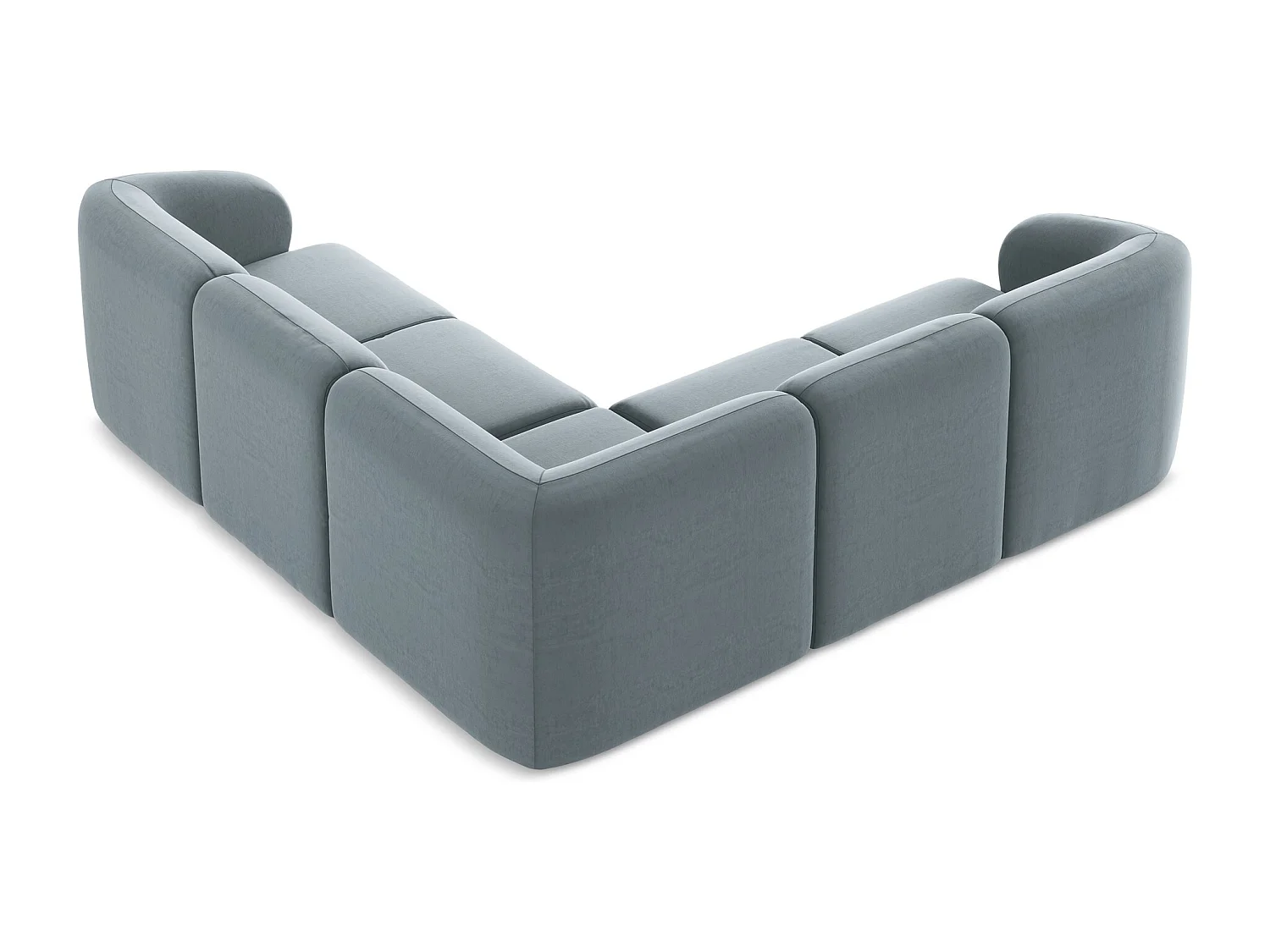 Modulares Ecksofa - - Samt - Hellblau - LANI