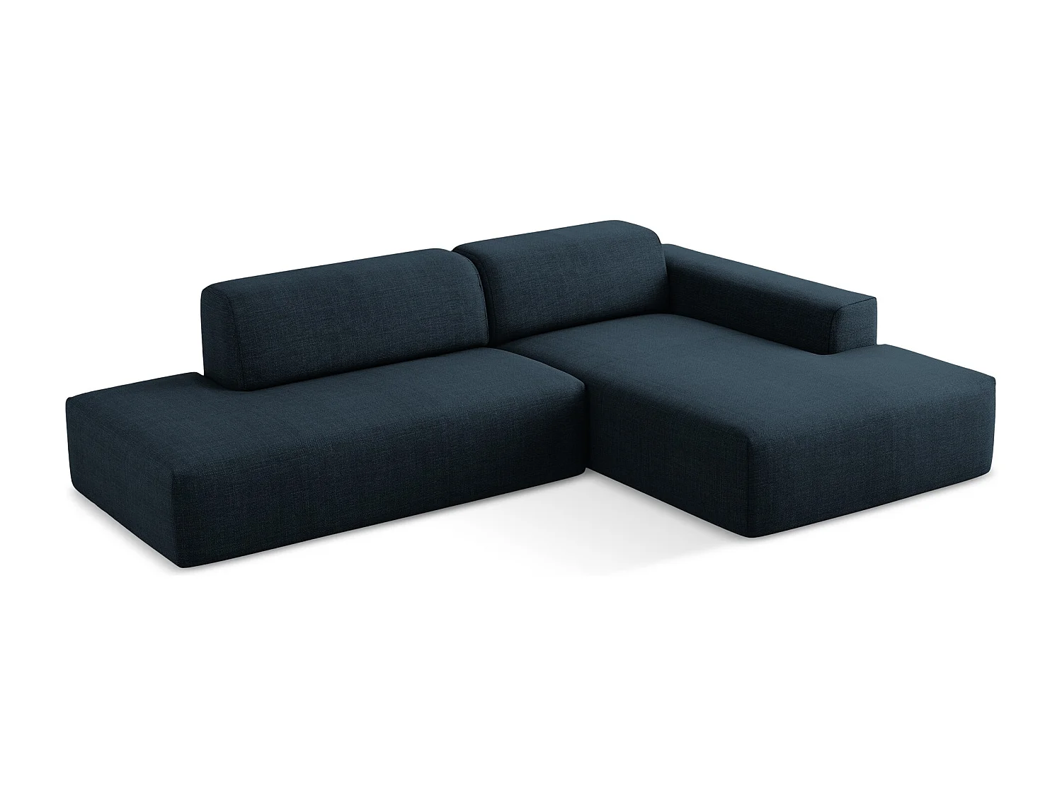 Modulaire hoekbank links van koningsblauw textuurstof - KELI