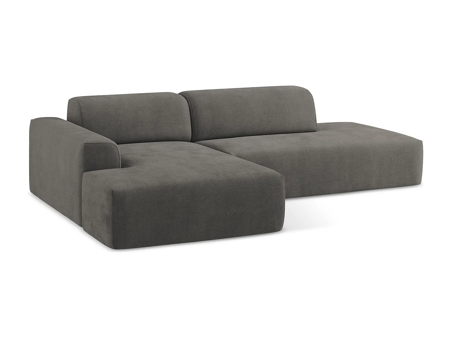 Modulaire hoekbank rechts van donkergrijs textuurstof - KELI