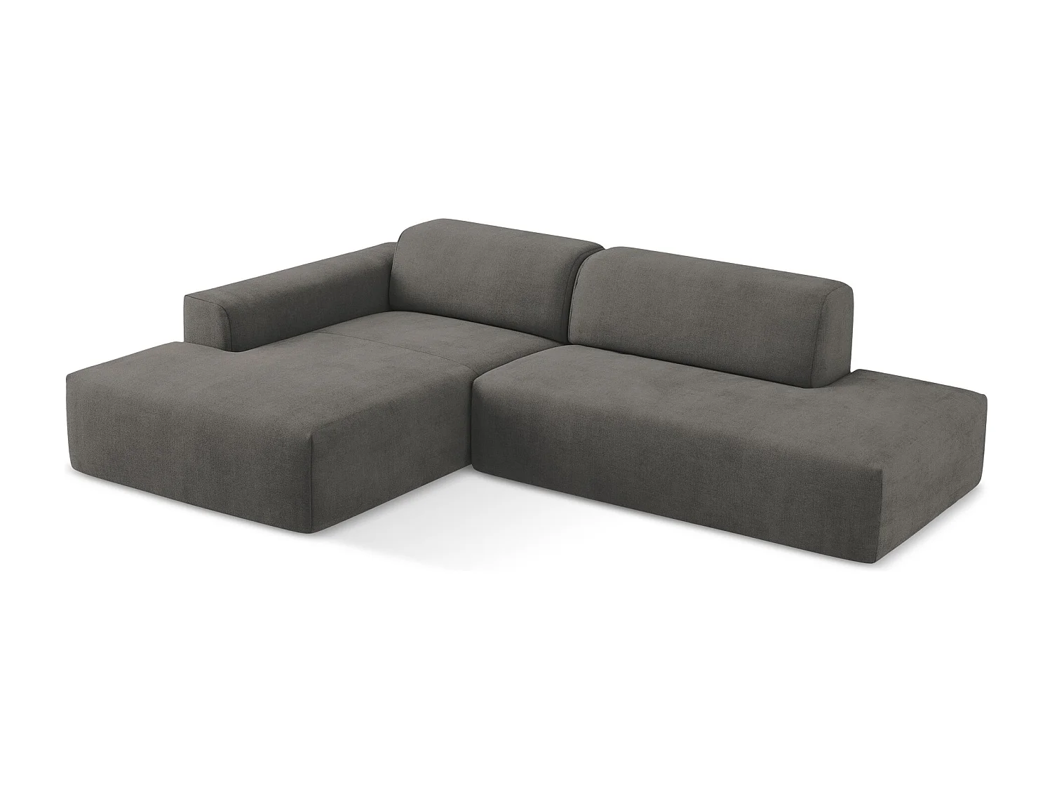 Modulaire hoekbank rechts van donkergrijs textuurstof - KELI