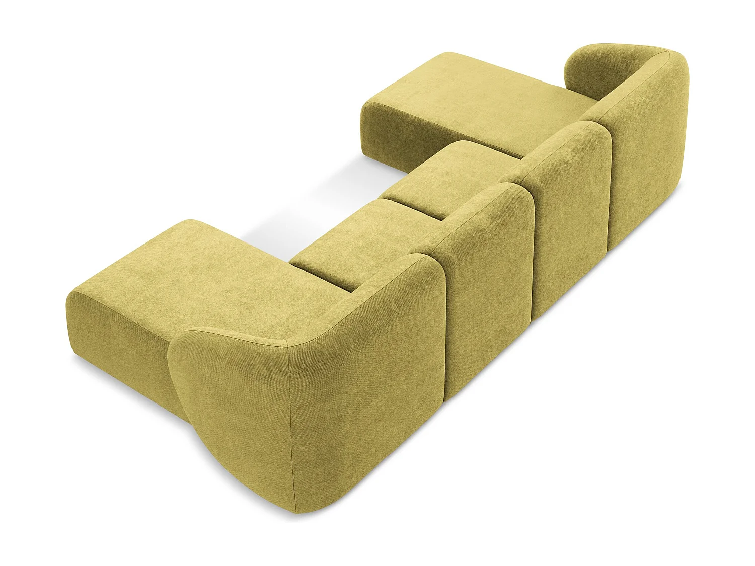 Sofa panoramiczna - z tkaniny szenilowej - limonkowy - LANI