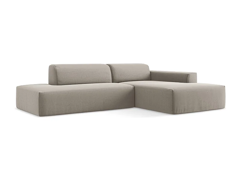 3-Sitzer Modulares Ecksofa - Ecke Links - Samt - Taupe - KELI