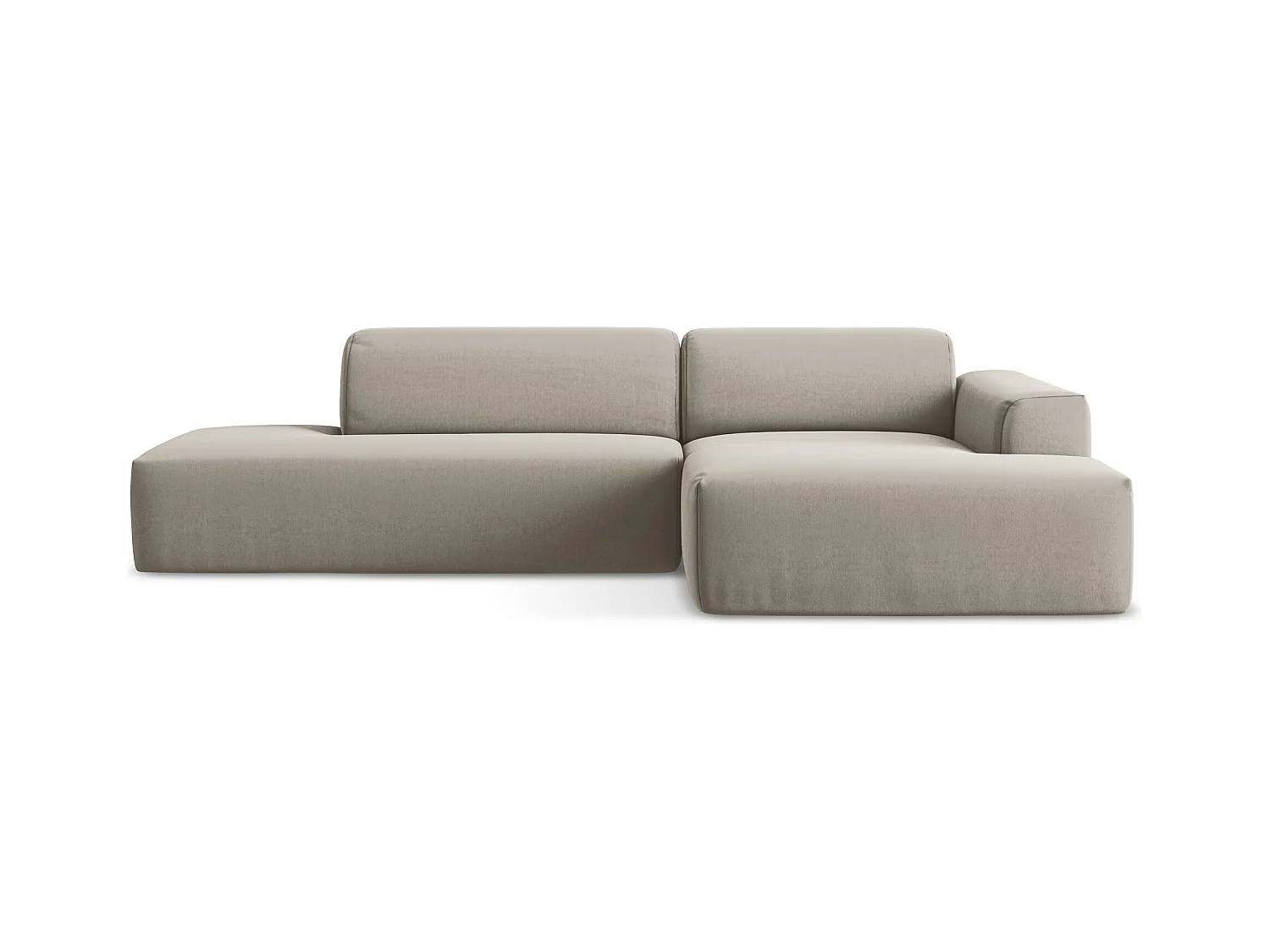 3-Sitzer Modulares Ecksofa - Ecke Links - Samt - Taupe - KELI