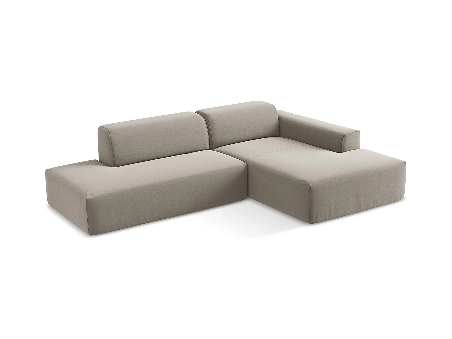 3-Sitzer Modulares Ecksofa - Ecke Links - Samt - Taupe - KELI