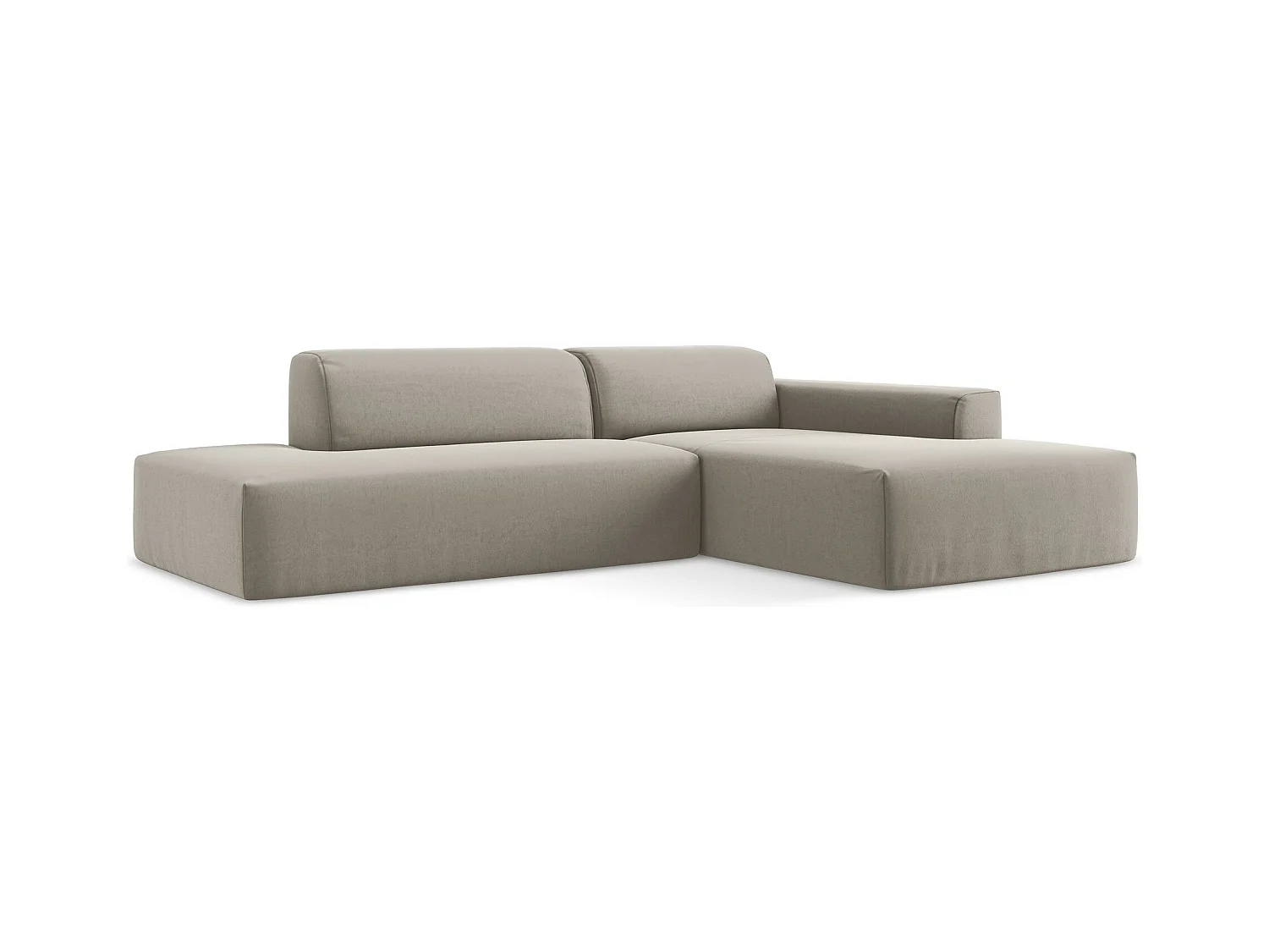 3-Sitzer Modulares Ecksofa - Ecke Links - Samt - Taupe - KELI