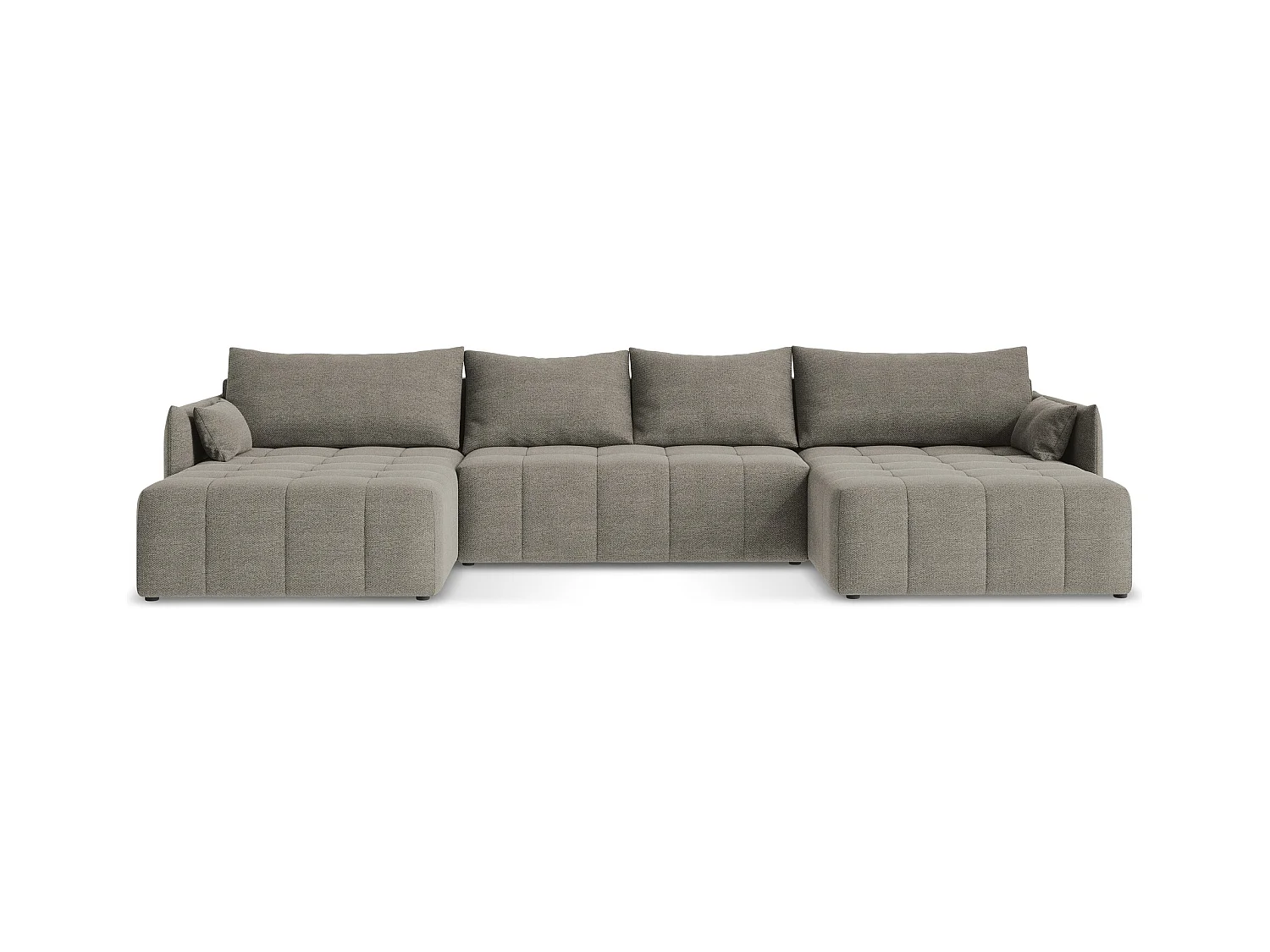 Sofa panoramiczna - z tkaniny bouclé - szary - MOKU