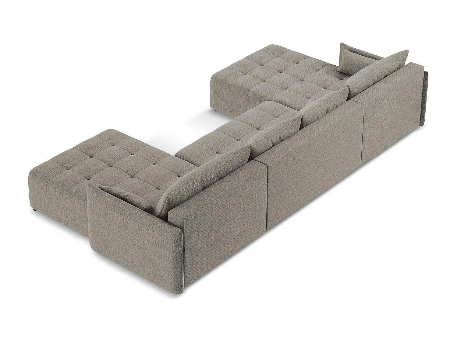Sofa panoramiczna - z tkaniny bouclé - szary - MOKU