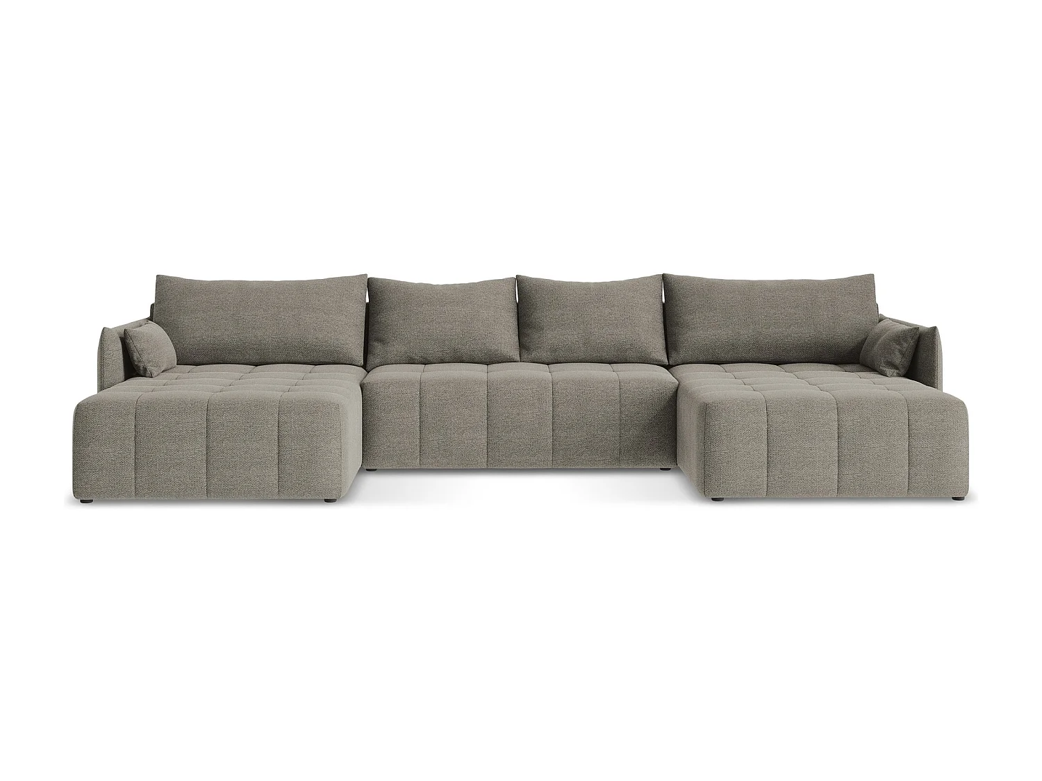 Canapé panoramique 5 places en tissu bouclette - gris - MOKU