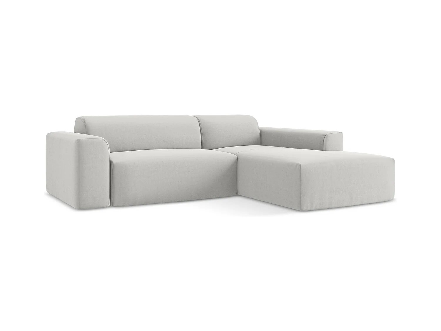 Canapé d'angle 3 places modulaire droit en velours - argent - KELI