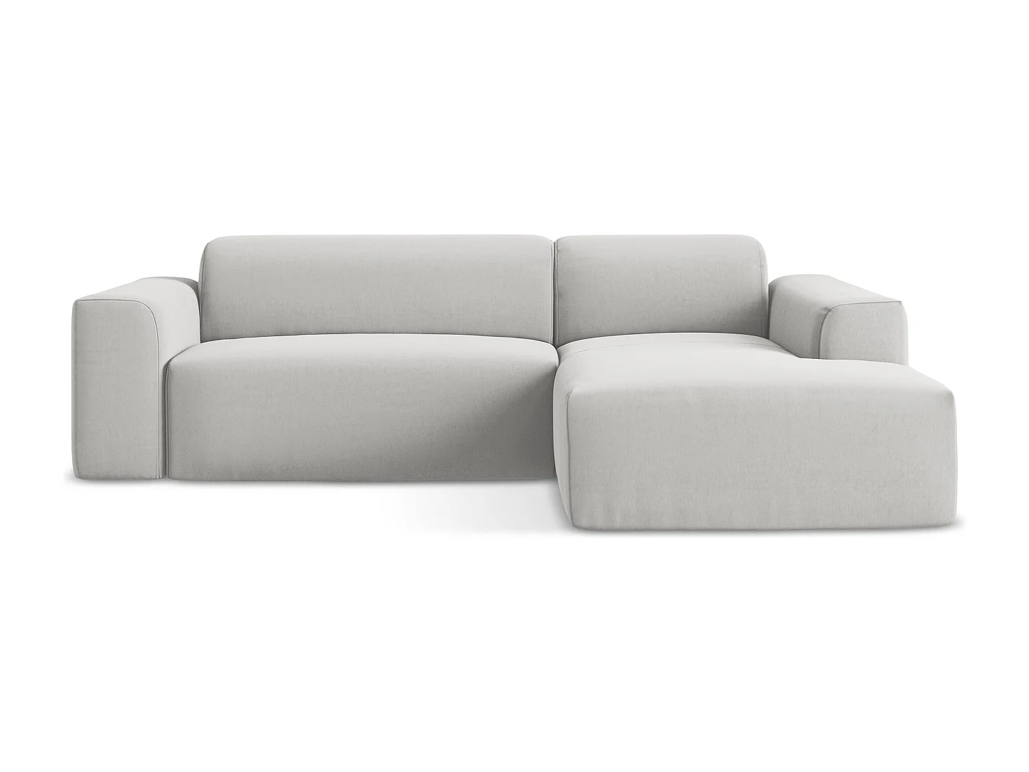 Narożnik prawostronny - z tkaniny welwetowej - srebrny - KELI