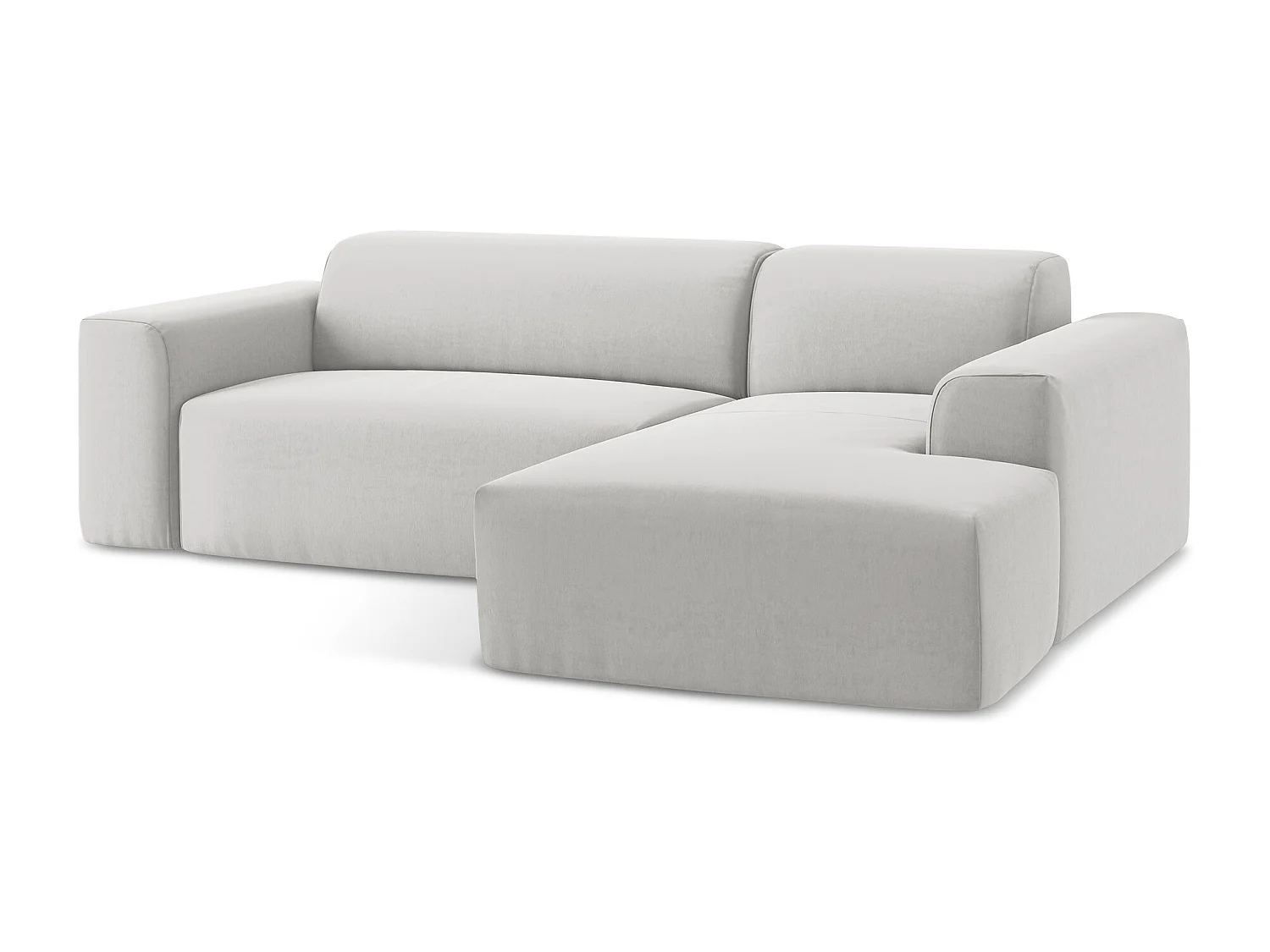 Narożnik prawostronny - z tkaniny welwetowej - srebrny - KELI