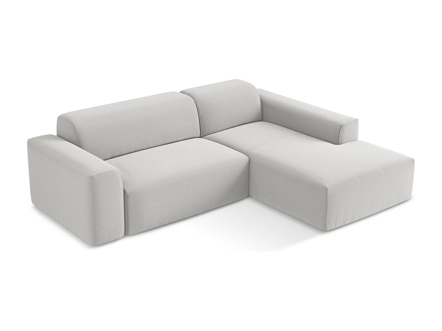 Narożnik prawostronny - z tkaniny welwetowej - srebrny - KELI