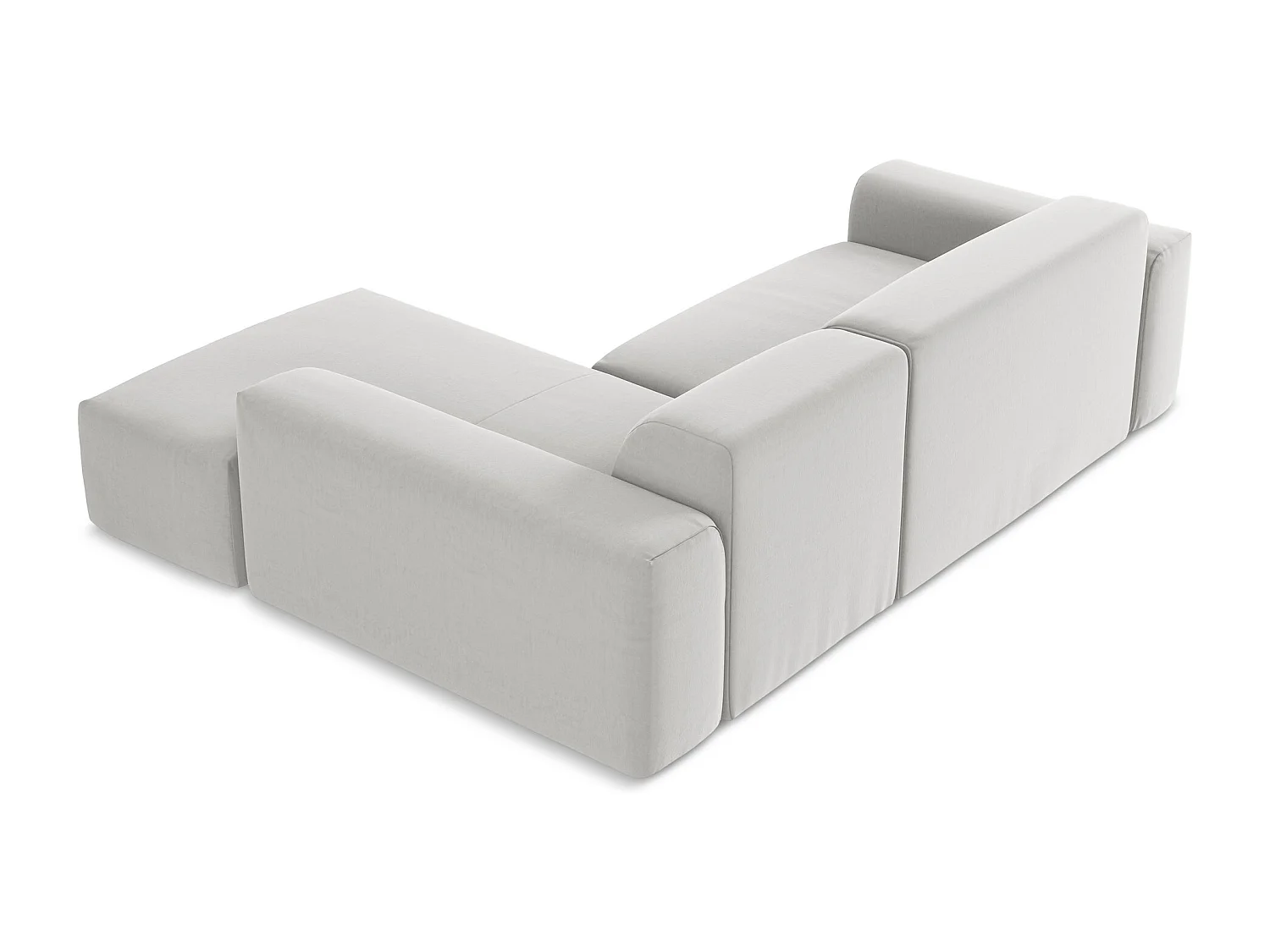 Narożnik prawostronny - z tkaniny welwetowej - srebrny - KELI