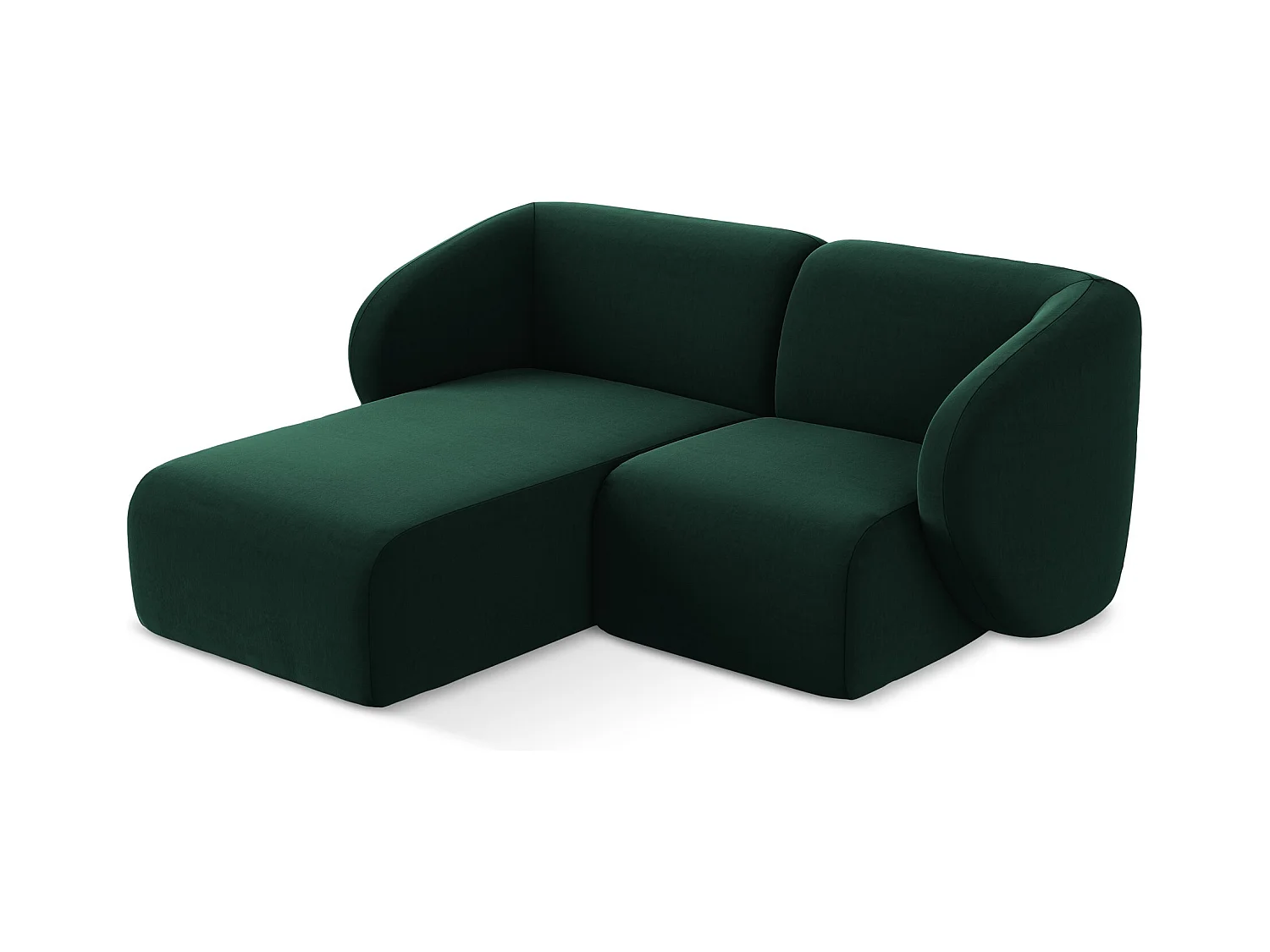 2,5-Sitzer Modulares Ecksofa - Ecke Links - Samt - Flaschengrün - LANI