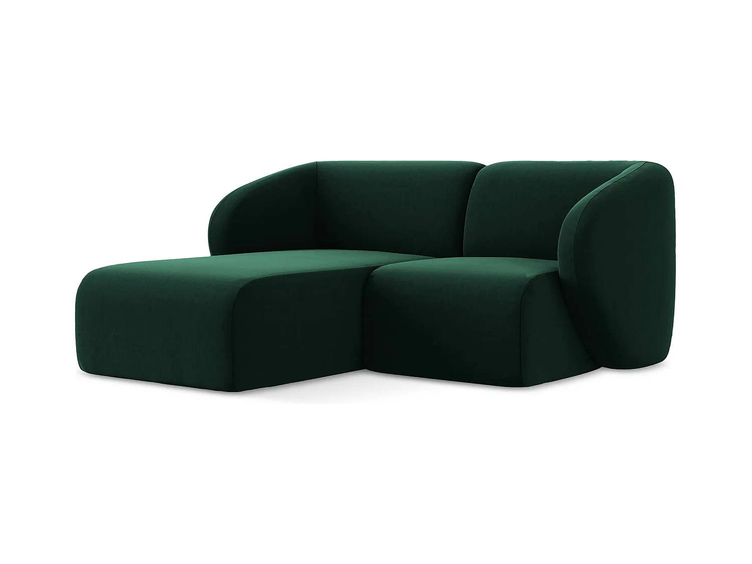 Canapé d'angle 2,5 places modulaire gauche en velours - bouteille verte - LANI
