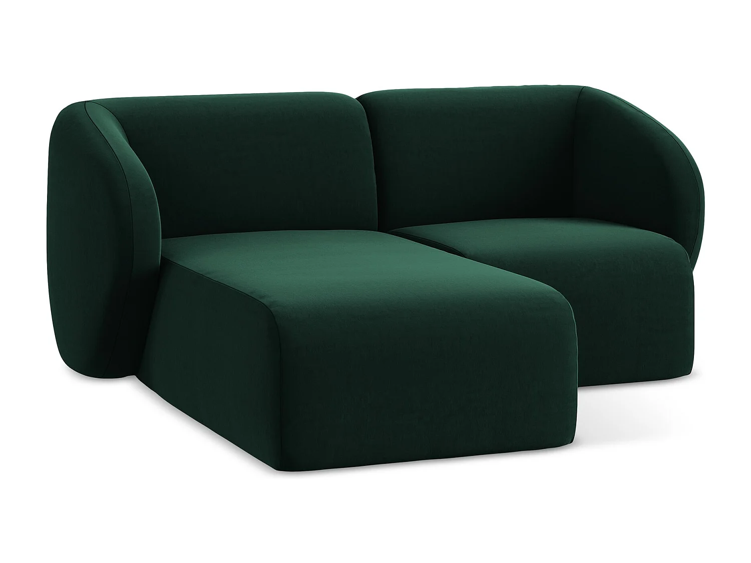 Modulaire hoekbank links van flessengroen velours - LANI