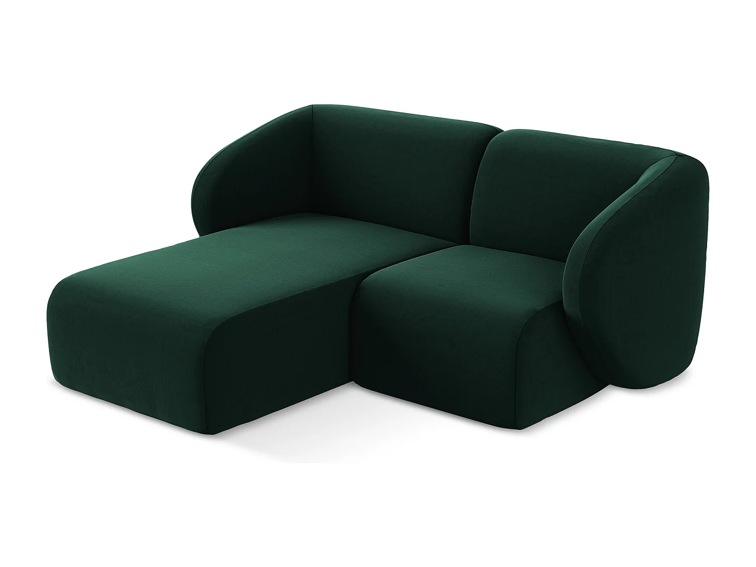 Modulaire hoekbank links van flessengroen velours - LANI