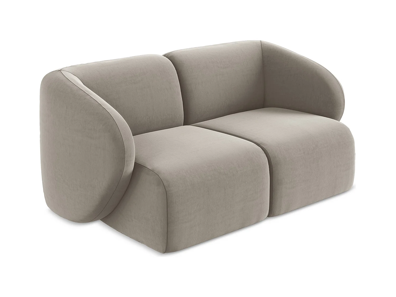 2-Sitzer Sofa - - Samt - Taupe - LANI