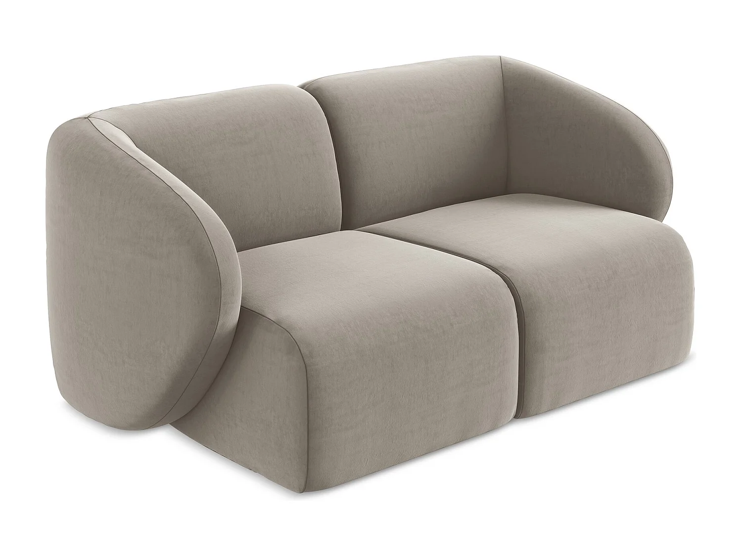 2-Sitzer Sofa - - Samt - Taupe - LANI