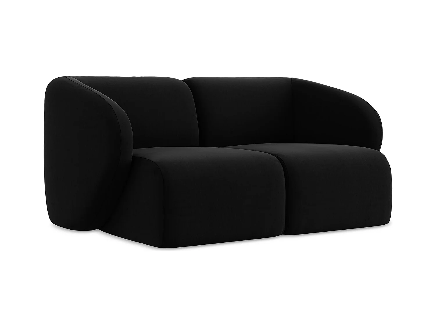 2-Sitzer Sofa - - Samt - Schwarz - LANI