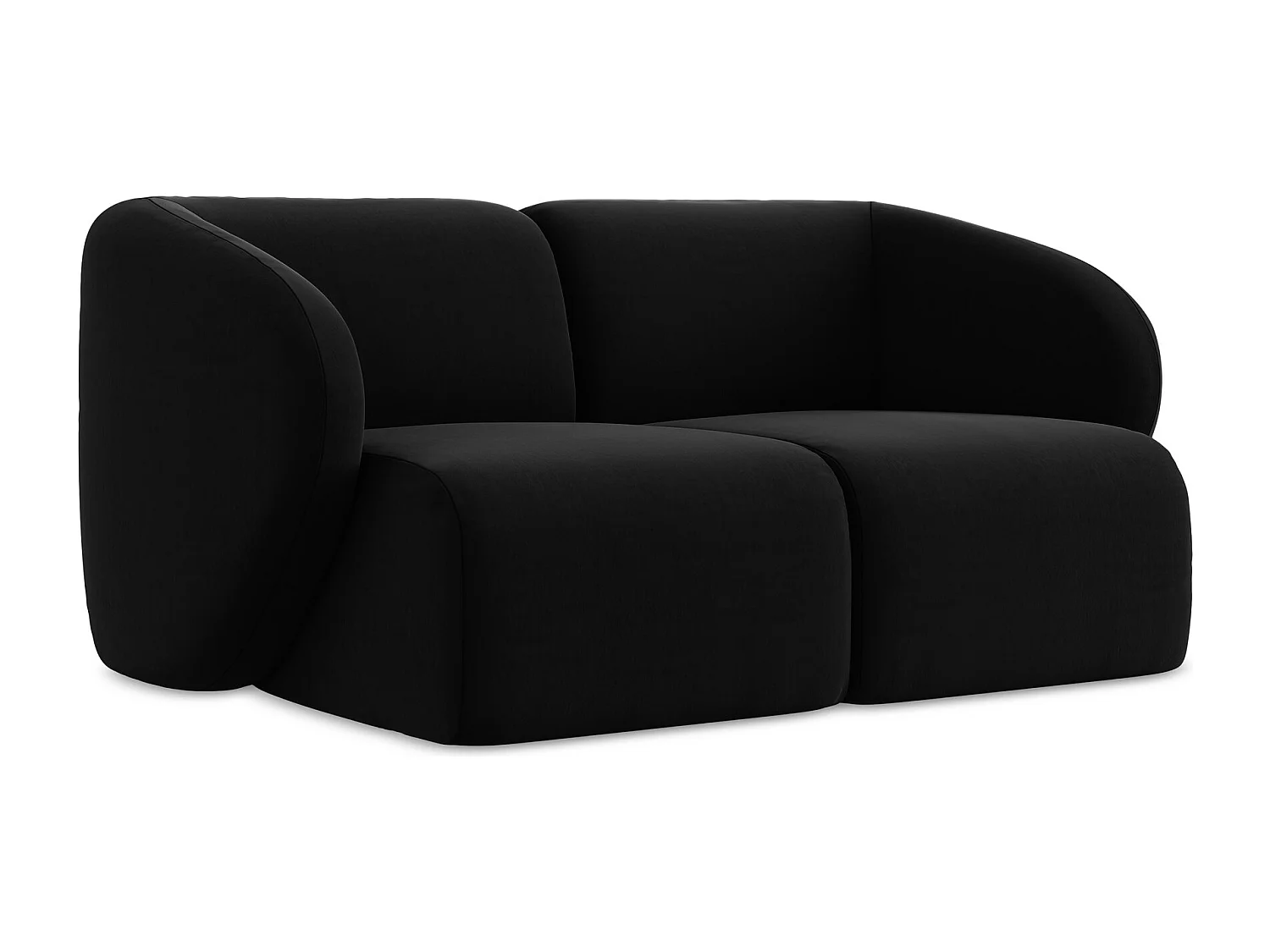 2-Sitzer Sofa - - Samt - Schwarz - LANI