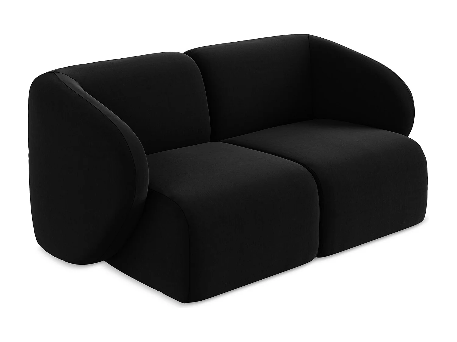 2-Sitzer Sofa - - Samt - Schwarz - LANI