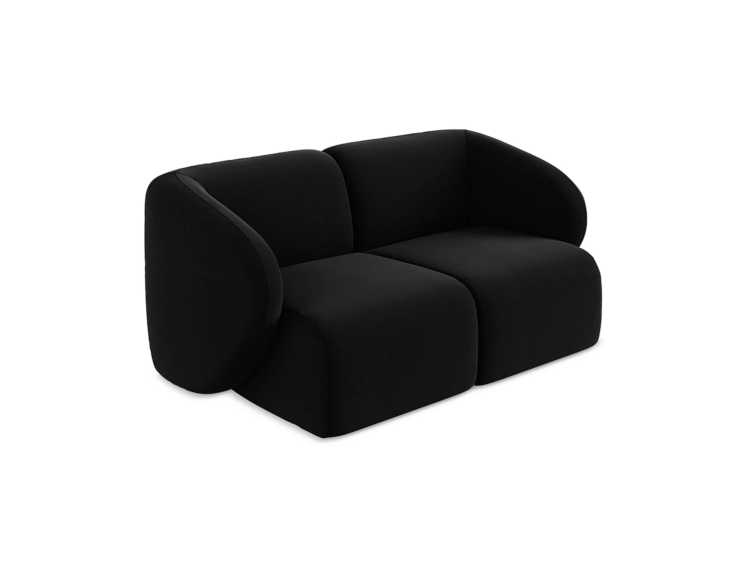 Modułowa sofa 2-osobowa - z tkaniny welwetowej - czarny - CERVO