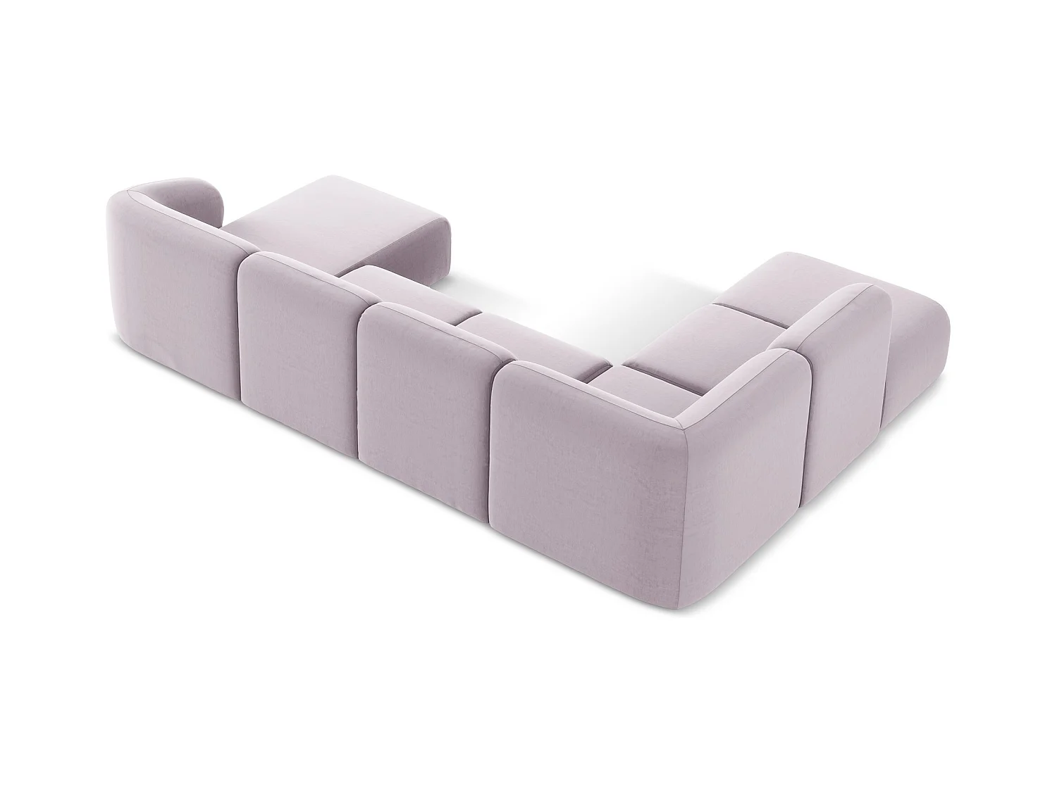Panoramische hoekbank links van lavendel velours - LANI