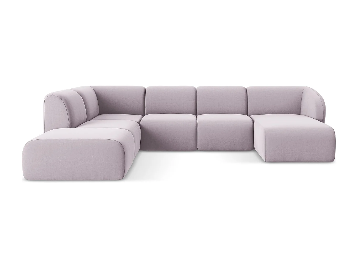 Canapé panoramique 5 places gauche en velours - lavande - LANI