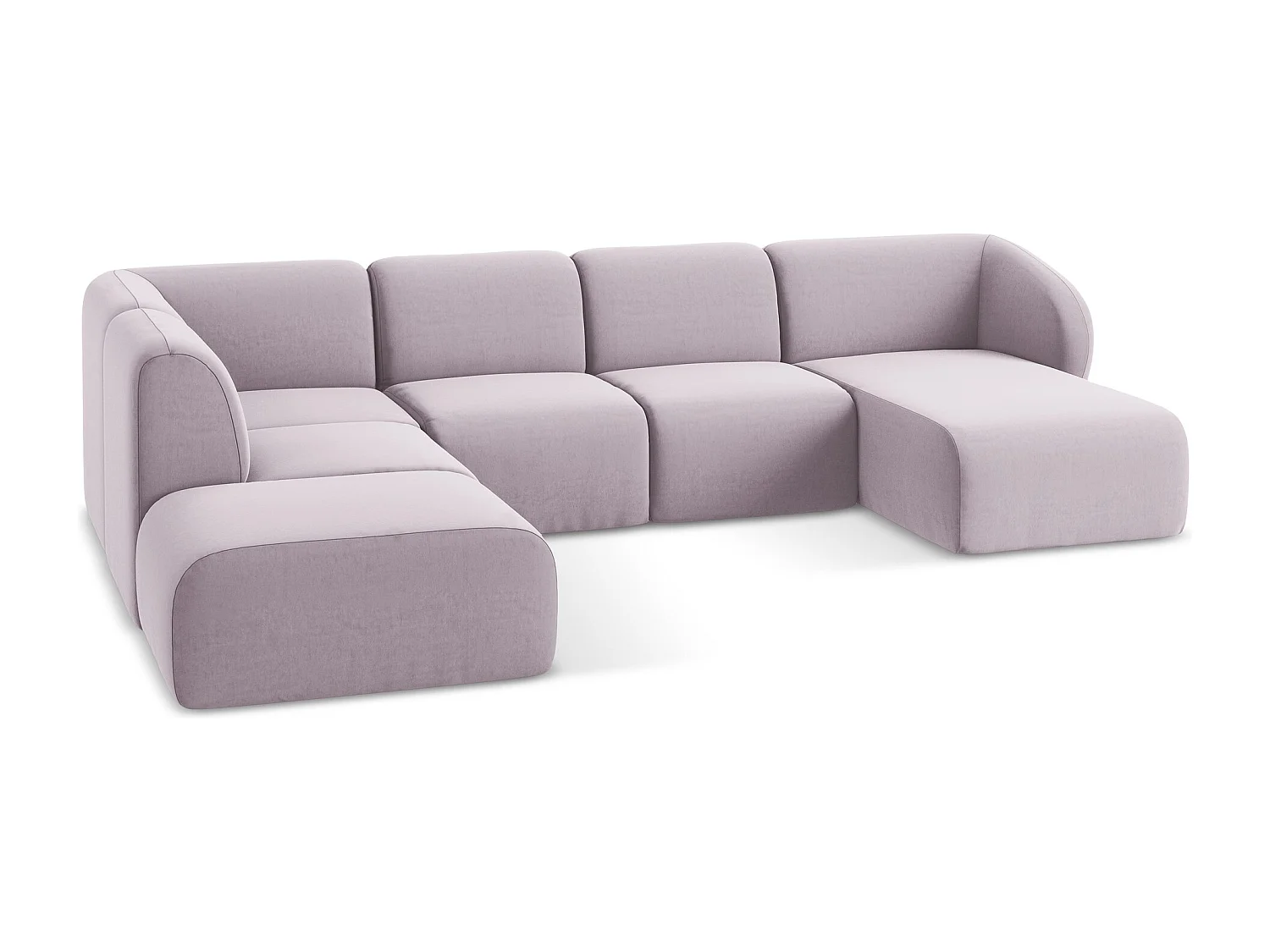 Canapé panoramique 5 places gauche en velours - lavande - LANI