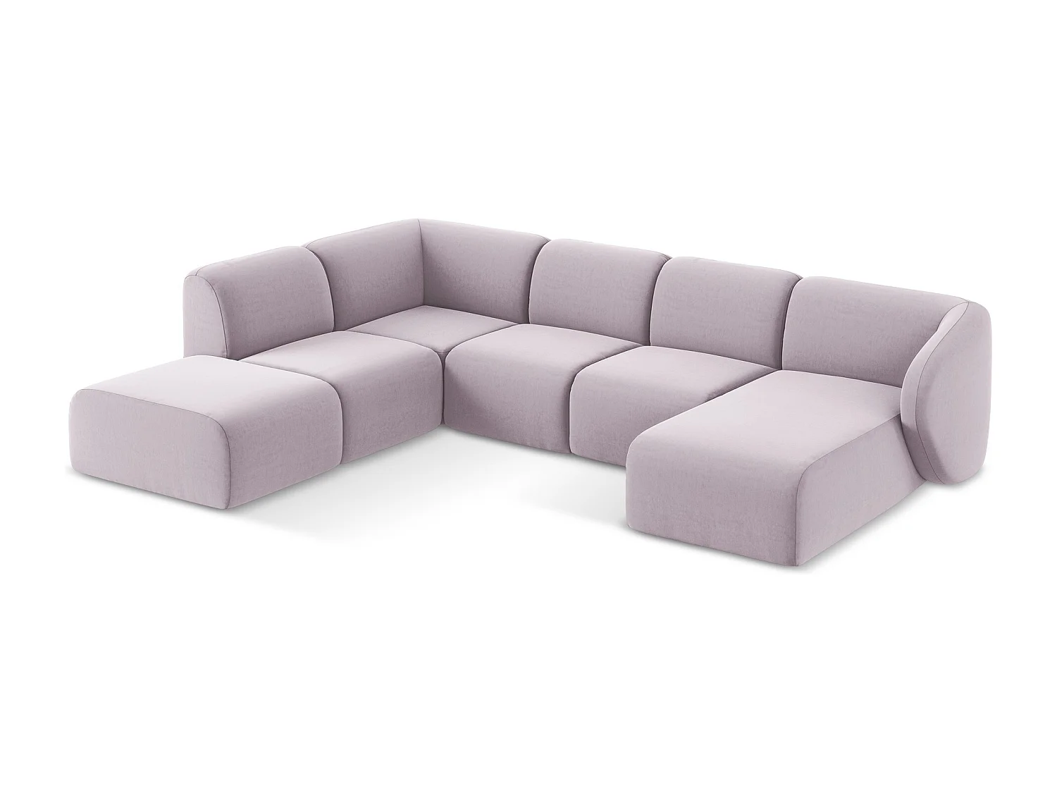 Canapé panoramique 5 places gauche en velours - lavande - LANI