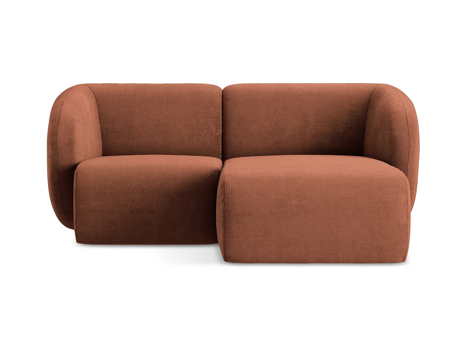 Canapé d'angle 2,5 places modulaire droit en tissu chenille - terre cuite - LANI