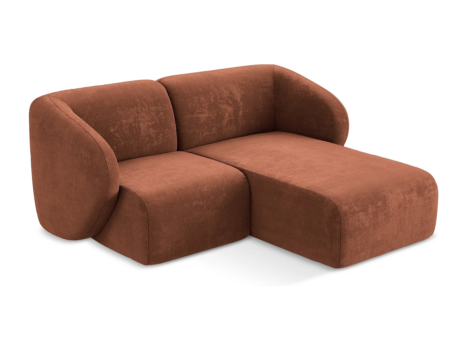 2,5-Sitzer Modulares Ecksofa - Ecke Rechts - Chenille - Terrakotta - LANI