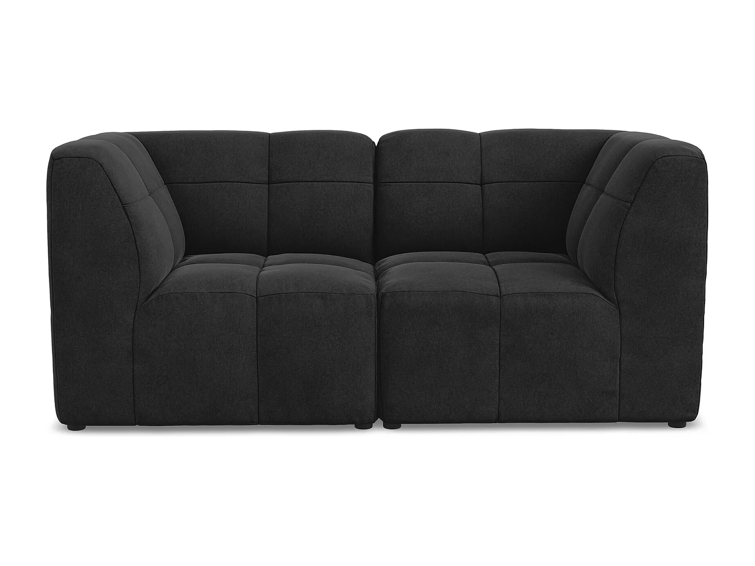 Canapé modulable 2 places en velours - noir - ALOHA