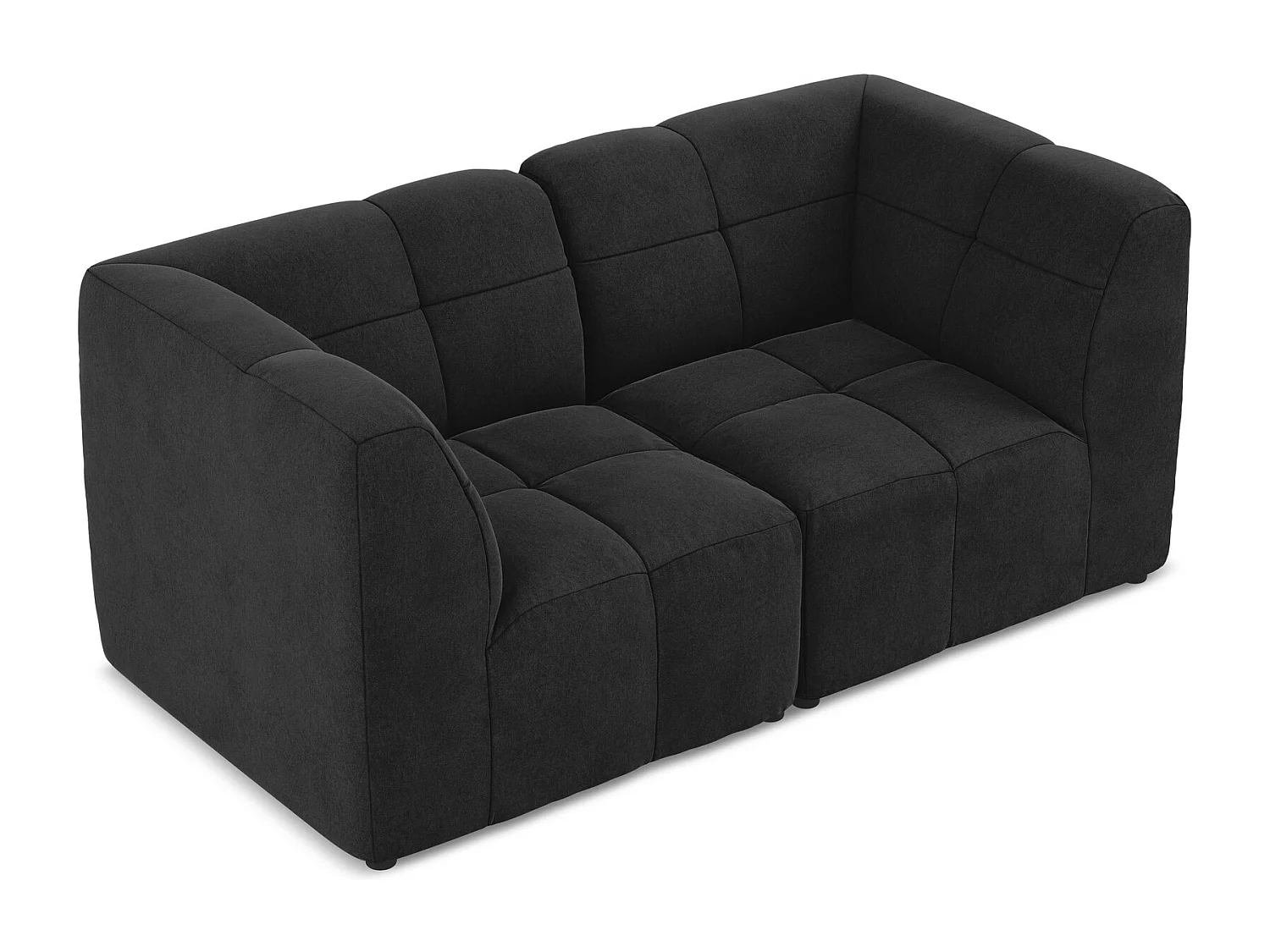 Canapé modulable 2 places en velours - noir - ALOHA