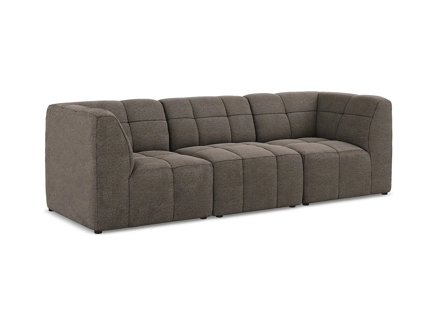 Modulares 3-Sitzer Sofa - - Bouclé - Schokolade - ALOHA
