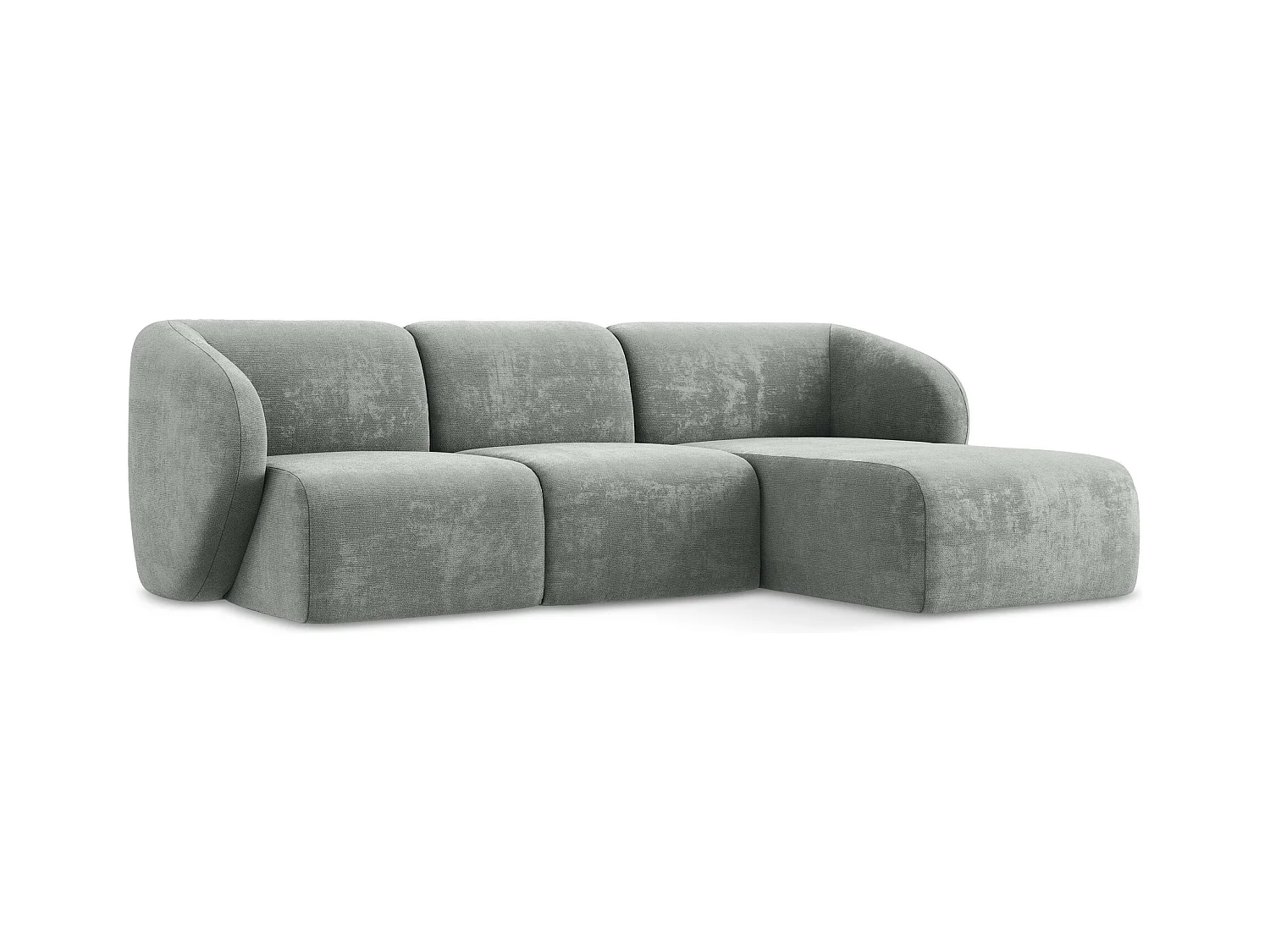 Modulaire hoekbank rechts van grijs chenille stof - LANI