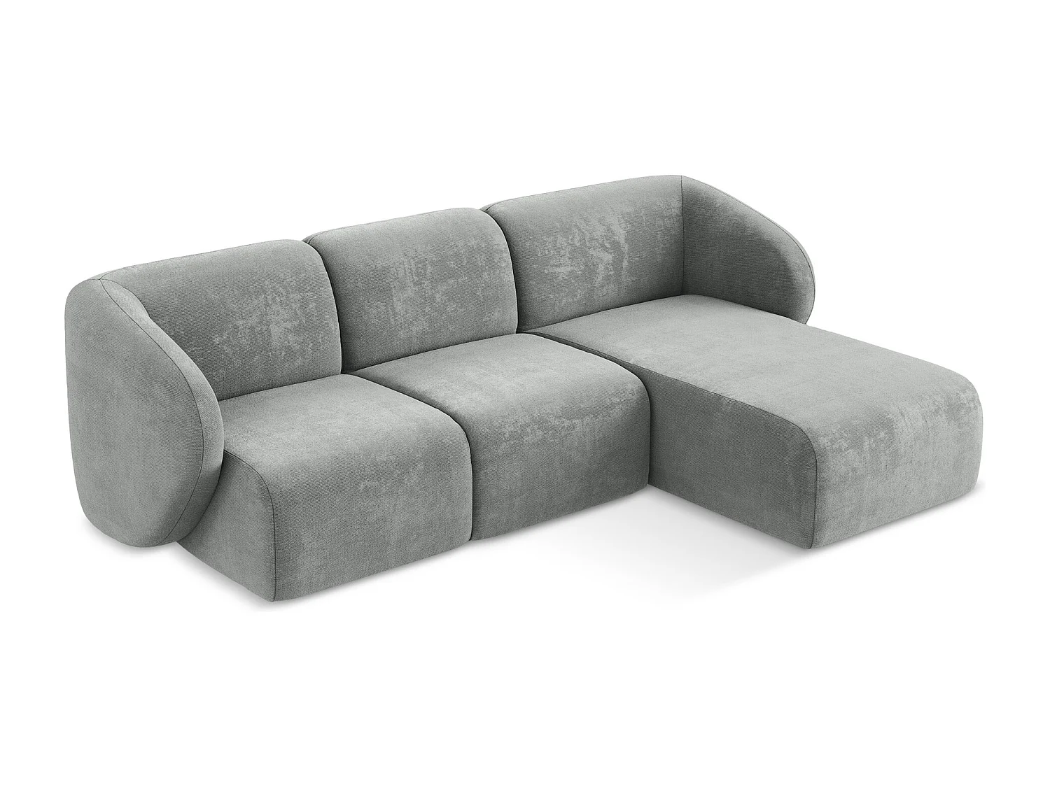 Canapé d'angle 3 places modulaire droit en tissu chenille - gris - LANI