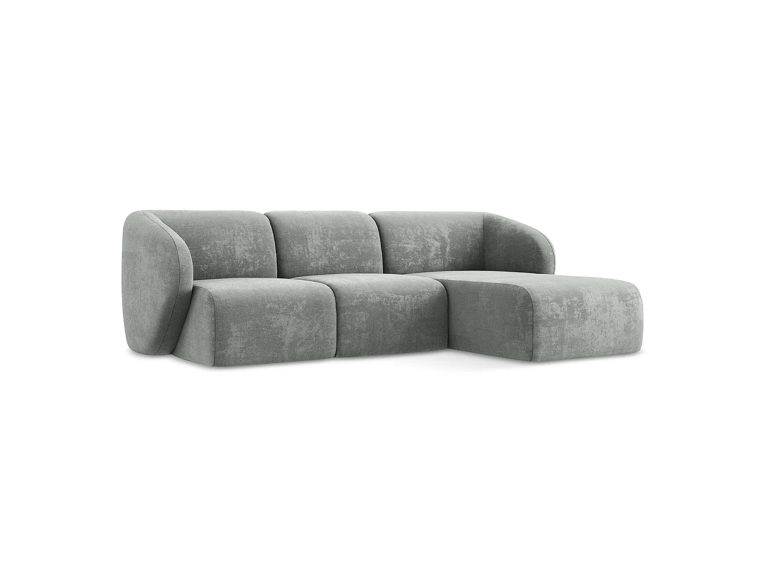 Modulaire hoekbank rechts van grijs chenille stof - CERVO