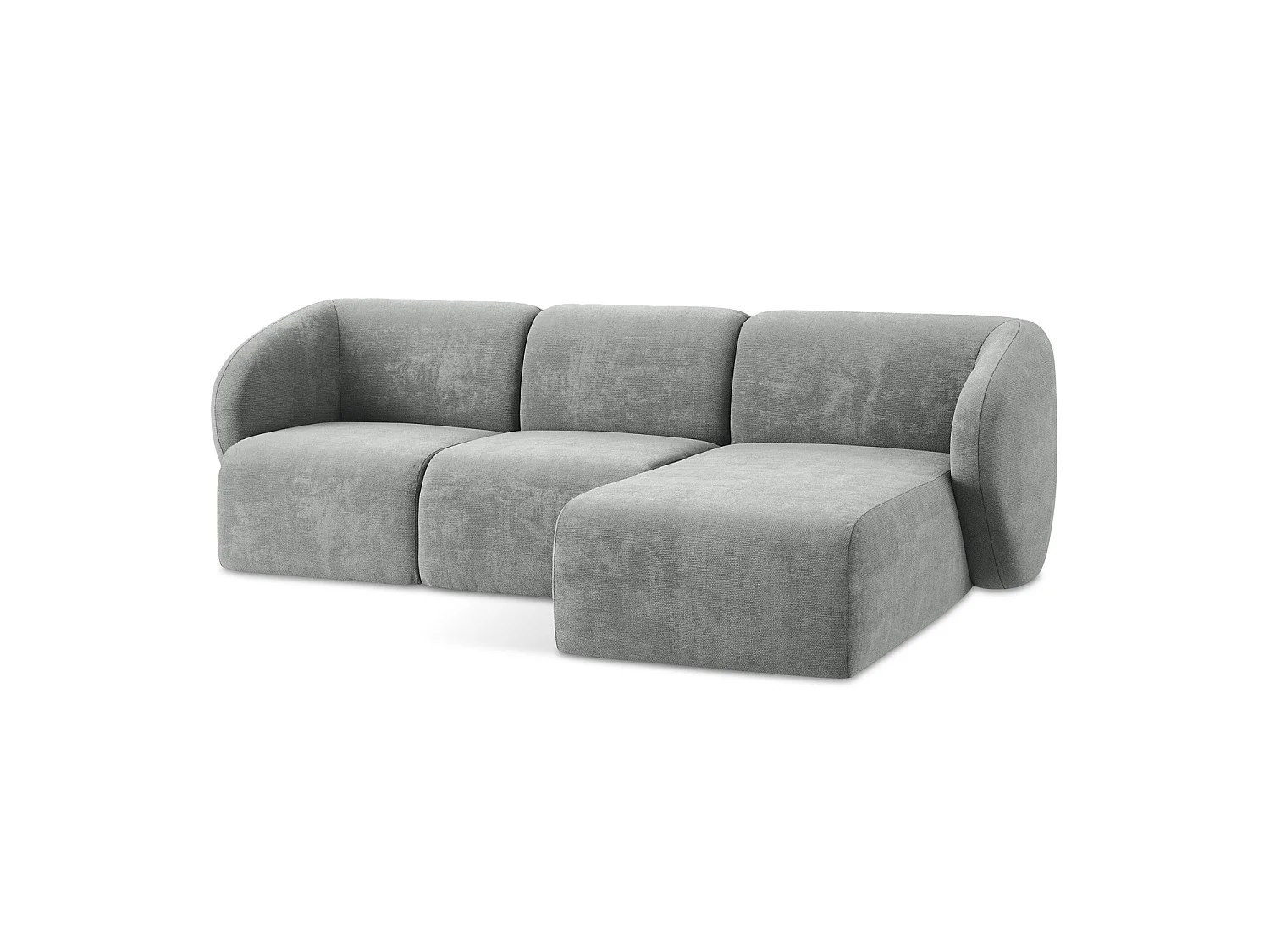Modulaire hoekbank rechts van grijs chenille stof - CERVO