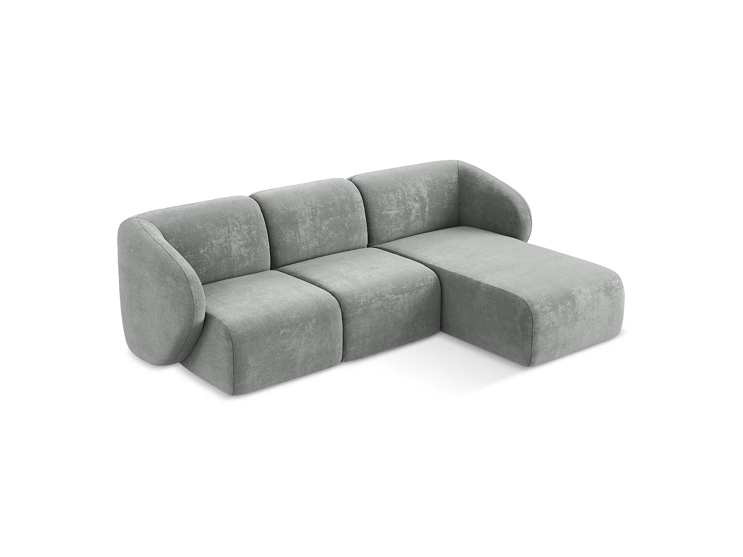 Modulaire hoekbank rechts van grijs chenille stof - CERVO